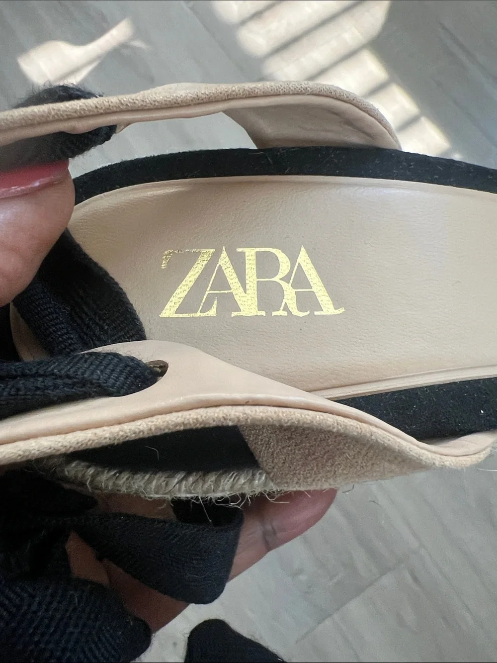ZARA Black and Beige Espadrille Slingback Wedges Sz 10 (EU41) summer party boho